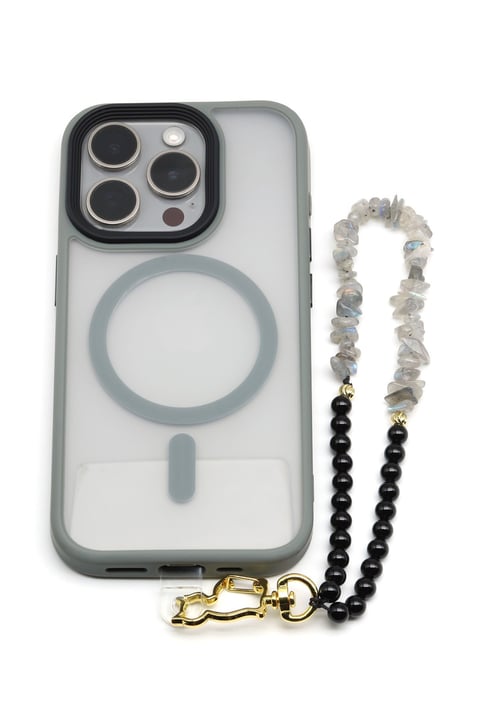 Oniks-Labradorit Doğal Taş Telefon Askısı - ANH-0132