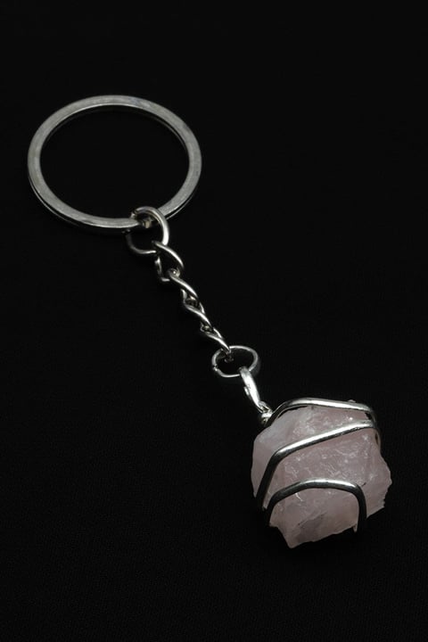 Pembe Kuvars Doğal Taş Anahtarlık - ANH-0153