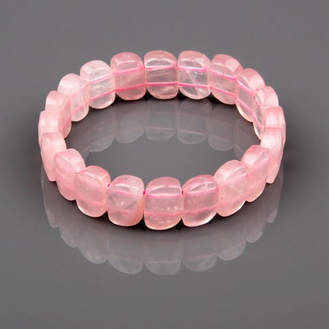 Pembe Kuvars Doğal Taş Bileklik 10 x 15 mm Özel Kesim