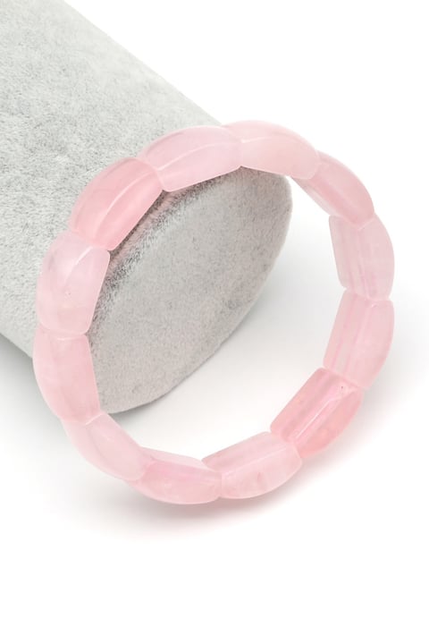 Pembe Kuvars Doğal Taş Bileklik 10 x 17 mm Özel Kesim - BLK-2411