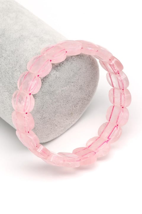 Pembe Kuvars Doğal Taş Bileklik 10 x 14 mm Özel Kesim