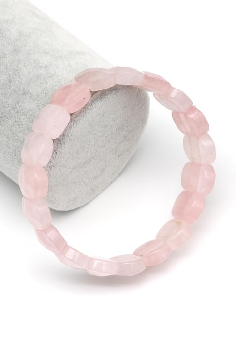 Pembe Kuvars Doğal Taş Bileklik 11 x 15 mm Özel Kesim