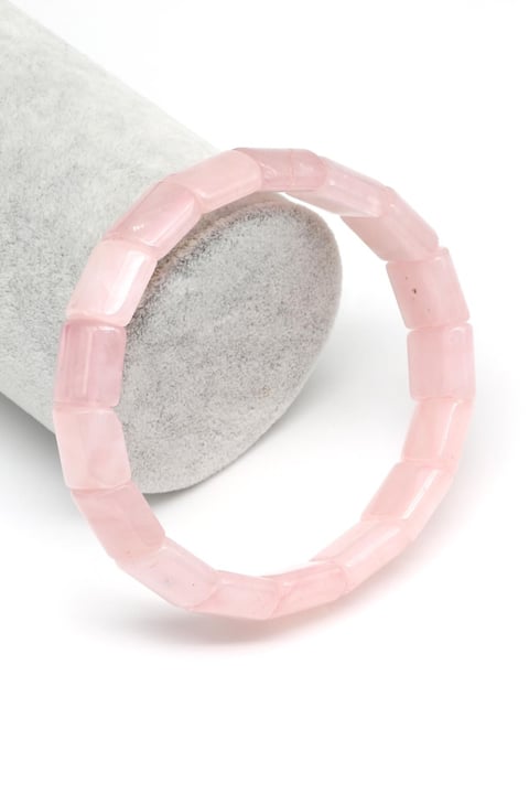 Pembe Kuvars Doğal Taş Bileklik 13 x 15 mm Özel Kesim