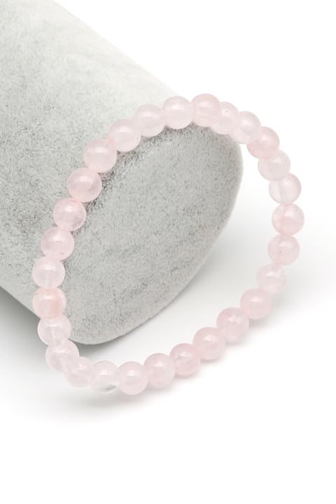 Pembe Kuvars Doğal Taş Bileklik 6 mm Küre Kesim