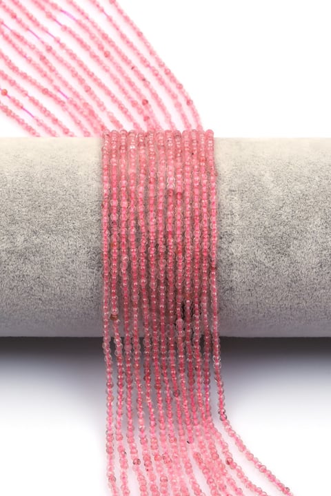 Pembe Kuvars Doğal Taş Dizi 2 mm Fasetli Küre Kesim - DZ-1584