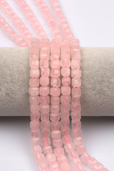 Pembe Kuvars Doğal Taş Dizi 6 mm Küp Kesim - DZ-1171