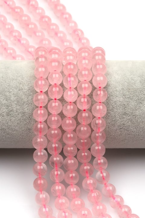 Pembe Kuvars Doğal Taş Dizi 8 mm Küre Kesim