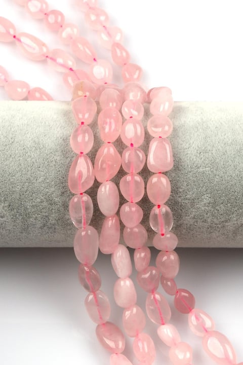 Pembe Kuvars Doğal Taş Dizi 8 x 12 mm Mercimek Kesim