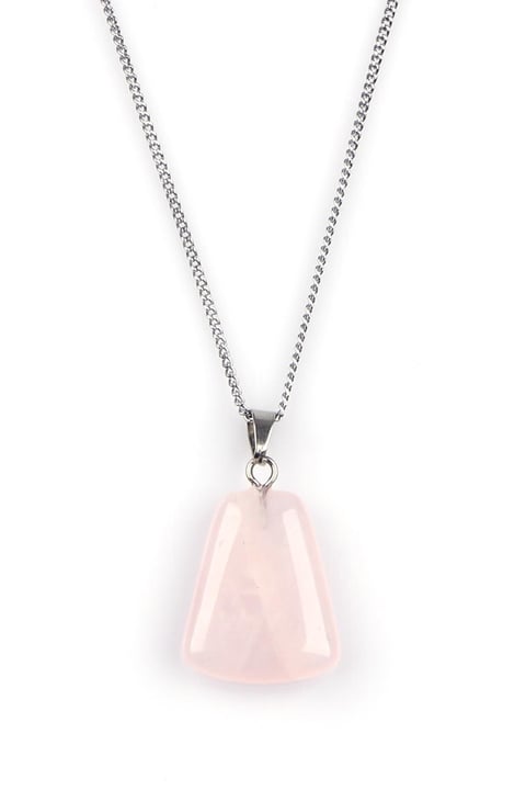 Pembe Kuvars Doğal Taş Kolye