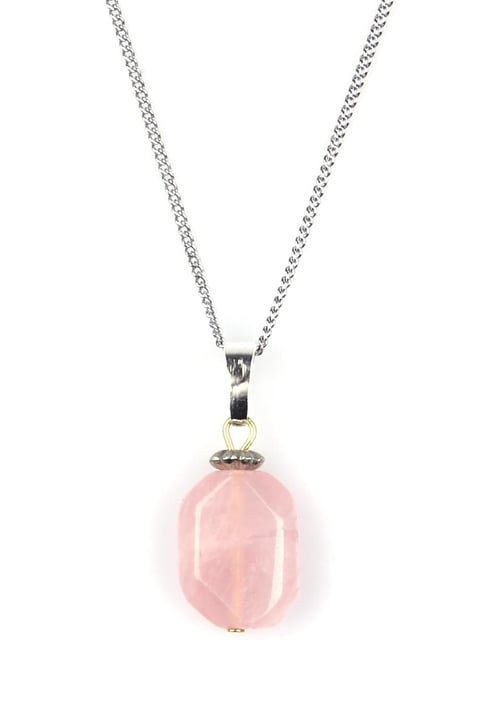 Pembe Kuvars Doğal Taş Kolye