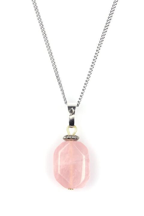 Pembe Kuvars Doğal Taş Kolye