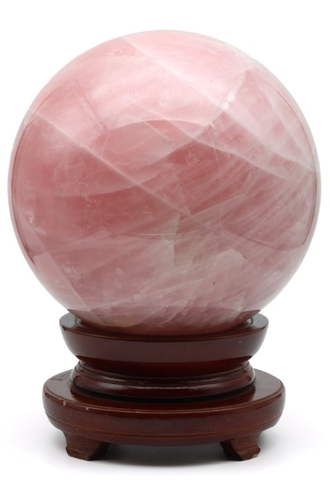 Pembe Kuvars Doğal Taş Standlı Küre - 13512 Gr.
