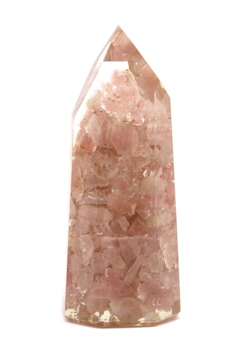 Pembe Kuvars Taşından Orgonit Piramit