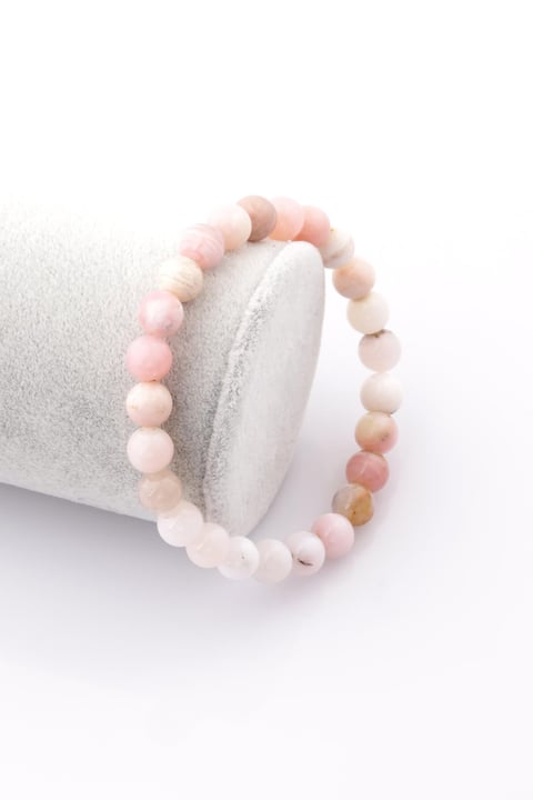 Pembe Opal Doğal Taş Bileklik 8 mm Küre Kesim