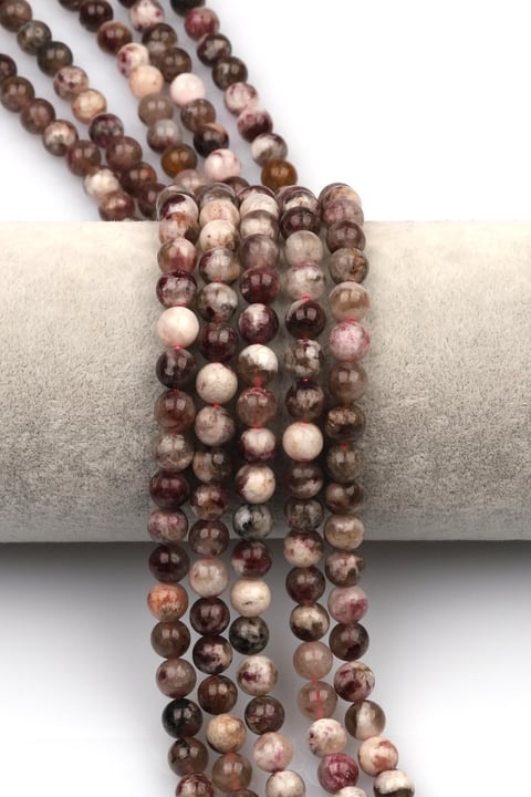 Pembe Turmalin (Rubelit) Doğaltaş Dizi 8 mm Küre Kesim