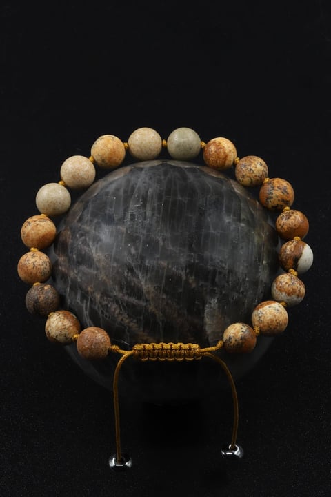 Picture Jasper Doğal Taş Makrome Örme Bileklik