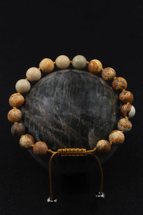 Picture Jasper Doğal Taş Makrome Örme Bileklik