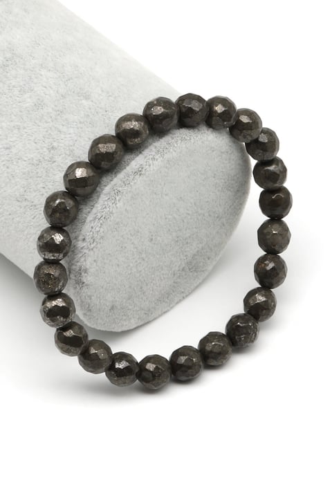 Pirit Doğal Taş Bileklik 8 mm Fasetli Küre Kesim - BLK-2302