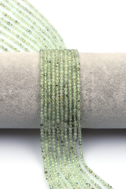 Prehnite Doğal Taş Dizi 2 mm Fasetli Küre Kesim - DZ-1576