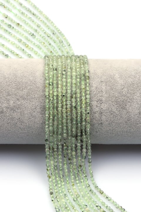 Prehnite Doğal Taş Dizi 2 mm Fasetli Küre Kesim - DZ-1576