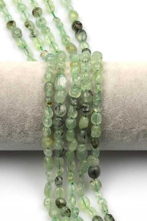 Prehnite Doğal Taş Dizi 6 x 8 mm Mercimek Kesim