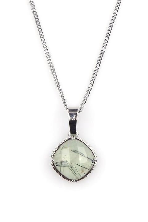 Prehnite Doğal Taş Gümüş Renkli Kolye