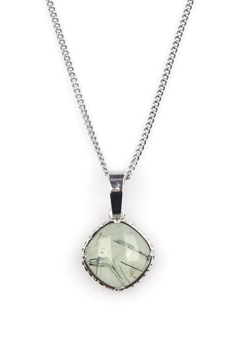 Prehnite Doğal Taş Gümüş Renkli Kolye
