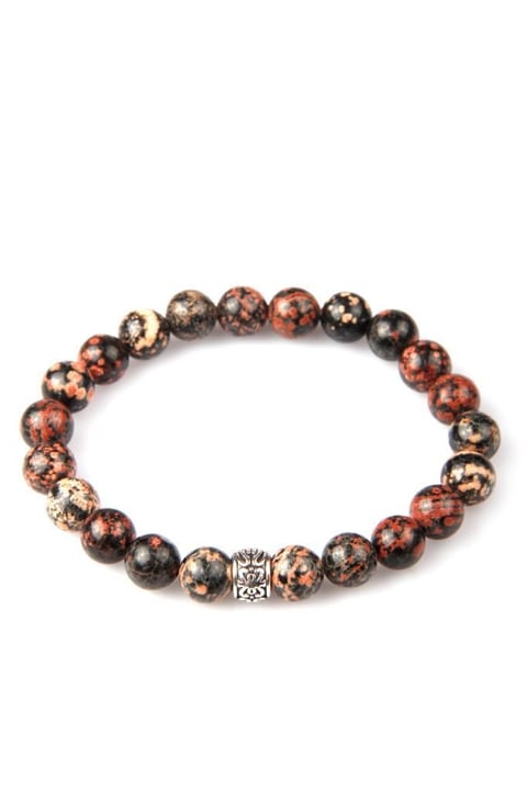 Red Snowflake Obsidyen Doğal Taş Bileklik 8 mm Küre Kesim