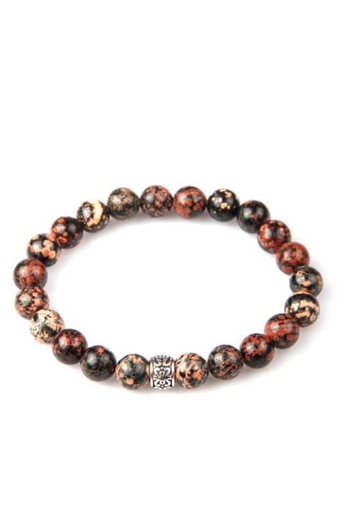Red Snowflake Obsidyen Doğal Taş Bileklik 8 mm Küre Kesim