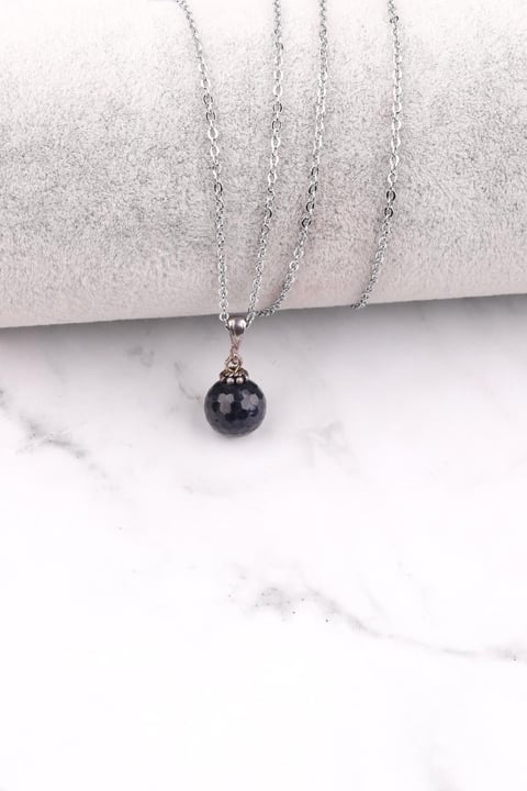 Safir Doğal Taş 925 Ayar Gümüş Kolye