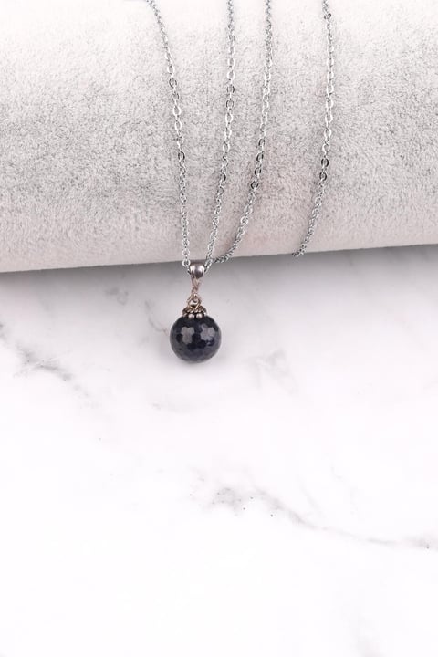Safir Doğal Taş 925 Ayar Gümüş Kolye
