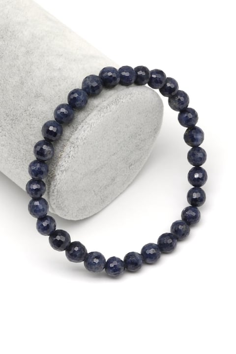 Safir Doğal Taş Bileklik 7 mm Fasetli Küre Kesim