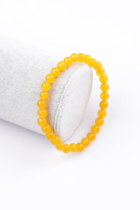 Sarı Akik Doğal Taş Bileklik 6 mm Küre Kesim