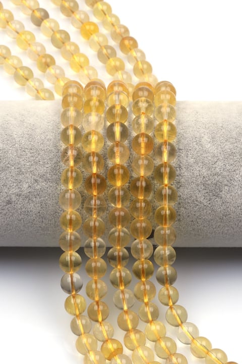 Sarı Florit Doğal Taş Dizi 8 mm Küre Kesim - DZ-1480