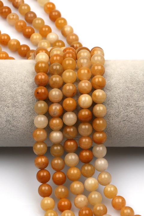 Sarı Jade Doğal Taş Dizi 8 mm Küre Kesim - DZ-1088
