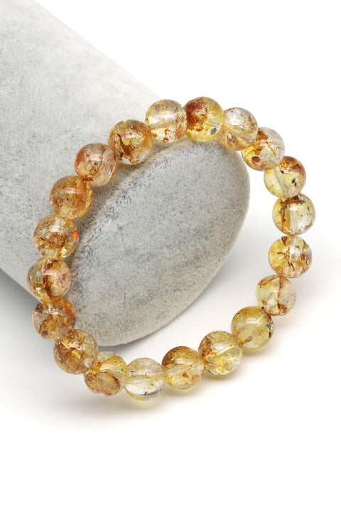 Sarı Topaz Doğal Taş Bileklik 10 mm Küre Kesim