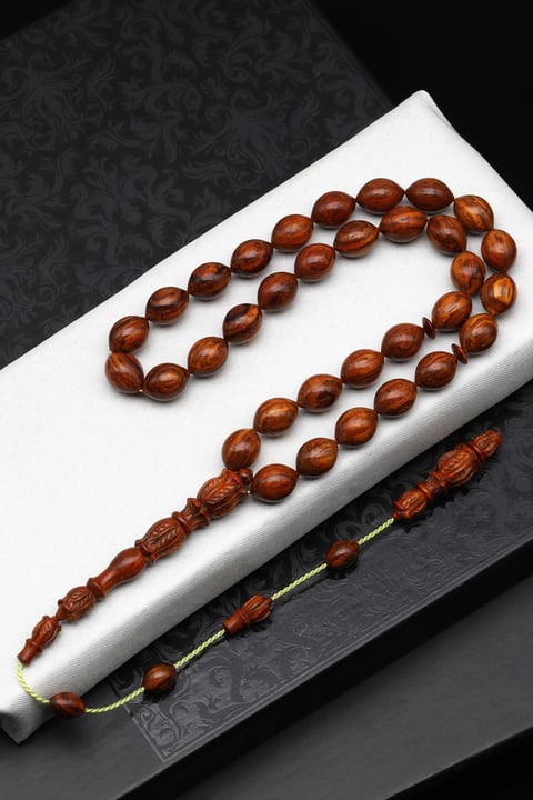 Selamet Şeker Cocobolo Ağacı Tesbih 9 x 12 mm Beyzi Kesim - TGMS-4