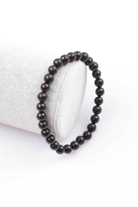 Shungite Doğal Taş Bileklik 6 mm Küre Kesim