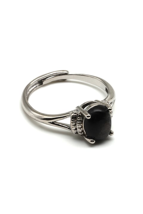Silver Obsidyen Doğal Taş Ayarlanabilir Yüzük - YZK-0142