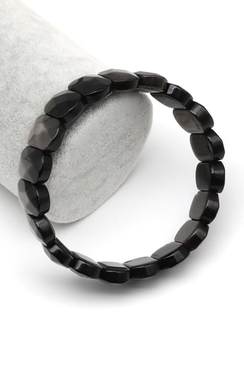 Silver Obsidyen Doğal Taş Bileklik 11 x 15 mm Özel Kesim
