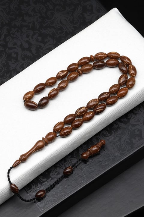 Sırçalı Kuka Ağacı Tesbih 6 x 10 mm Beyzi Kesim - T-1829