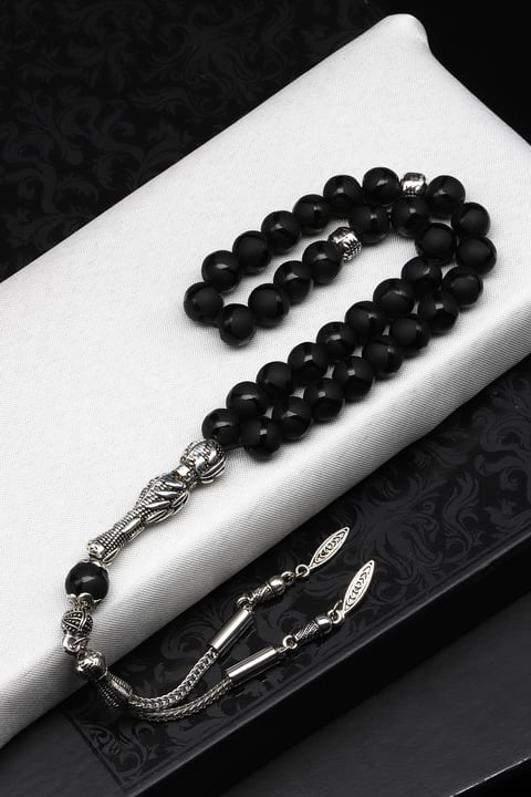 Top Desenli Obsidyen Doğal Taş Tesbih 8 mm Küre Kesim