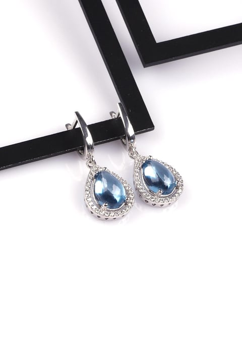 Topaz Doğal Taş 925 Ayar Gümüş Küpe