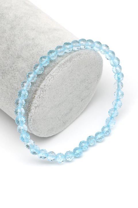 Topaz Doğal Taş Bileklik 5 mm Fasetli Küre Kesim