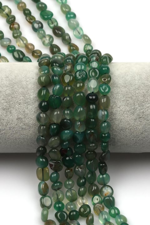 Yeşil Akik Doğal Taş Dizi 6 x 8 mm Mercimek Kesim