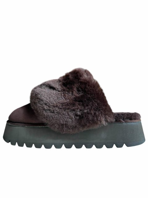 CHOUCHOU DARK BROWN SHEARLING  MULE XL 