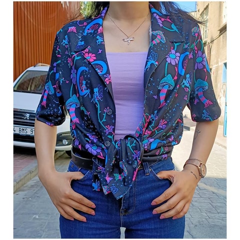  Mantar Ve Peri Kolaj Unisex Gömlek