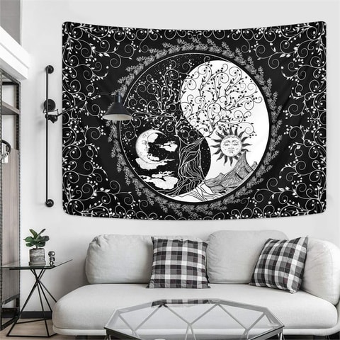 70 X 100 Cm Moon And Sun Ying Yang Duvar Halısı 