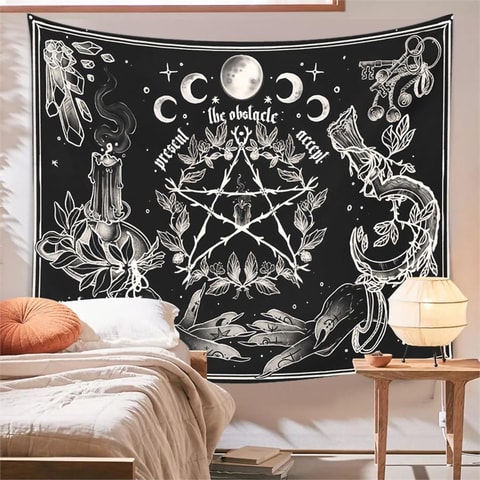 70 X 100 Cm Pentagram - Present The Obstacle Accept Duvar Halısı 