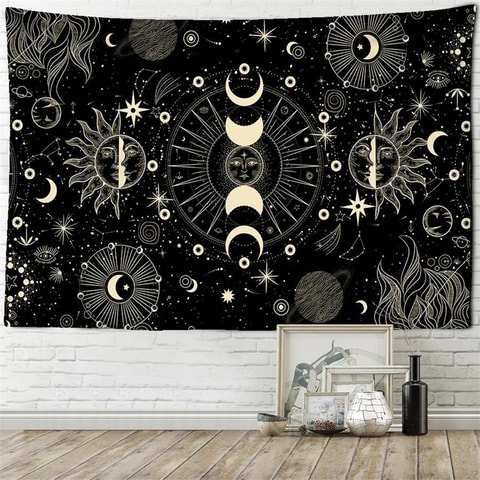 70 X 100 Cm Reverse Moon And Sun Phase Duvar Halısı 